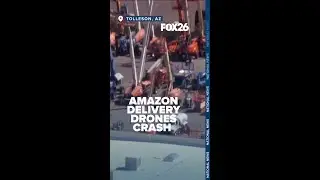Two Amazon delivery drones crash into a crane