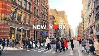 [4K] 🇺🇸 Зимняя прогулка по Нью-Йорку: Сохо и Нолита | Лучший кофе в Нью-Йорке ☕ (февраль 2026 г.)