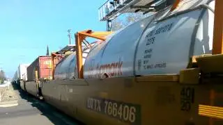 Union Pacific ZLCBR Intermodal With Two New Tier-4 Locomotives Up Very Close To Train Jan 26, 2016