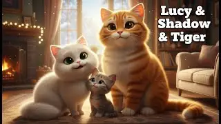 Cat Story - Lucy the mother cat happily with her kitten Shadow and father Tiger! ❤️