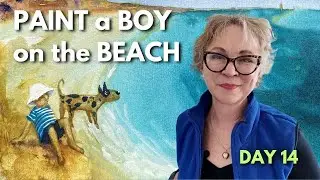 Paint a Boy & Dog on the Beach 🏖️ Easy Watercolor Scene | Day 14