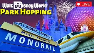 🔴LIVE🔴 Park Hopping EPCOT & MAGIC KINGDOM: Rides, Fireworks, Parade | Walt Disney World 4K