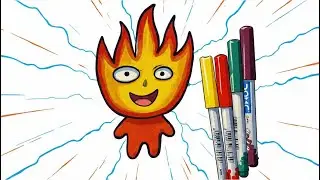 So Satisfying 🔥 | Cute Fire Character Drawing Step by Step #satisfyingart#fireart#cutedrawing