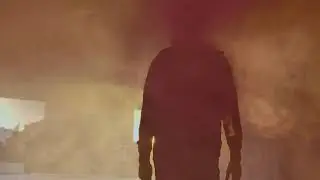 Silhouette and smoke at sunset