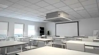 Ceiling Cassette Air Conditioner in a School Animation