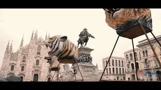 Polyurea Spray application on polystyrene statues. Fuorisalone 2019 Milan
