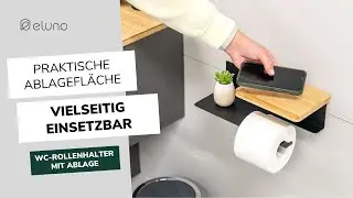 Space‑Hero f&uuml;r&rsquo;s WC &ndash; VARAZ WC-Rollenhalter mit 2 Ablagen, Metall & Bambus, 60 cm | eluno