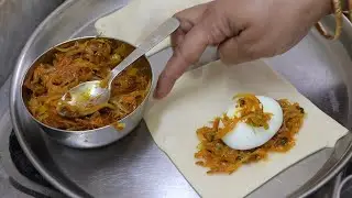 Egg Lukhmi/ Egg onion Lukhmi/ Iftar Special Hyderabadi Street Style Ande ki Luqmi