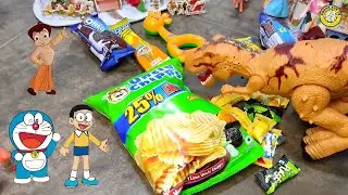 dumper truck jcb toys wala video | baby doll wala cartoon | dinosaur sb uncle chips kha gya 🤔