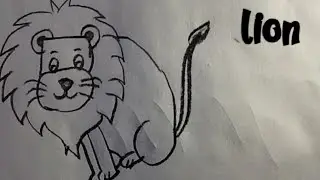 How to draw a lion with 5 🦁🦁 drawing easy step by @_Yashtiwari_art.tricks
