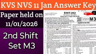 KVS |NVS Tier 1  Set M3 Answer Key |11 Jan 2nd Shift Answer Key#kvs #answerkey