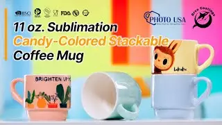 Personalize a Vibrant Sublimation Candy-Colored Stackable Labubu's Coffee Cup by Orca Coatings Tech
