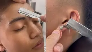 ASMR 👨🏻‍💼 RAZOR FOR A GOOD SLEEP 🌙 眠気を誘う理髪店シェービング 💤 얼굴과 귀의 완벽한 쉐이빙
