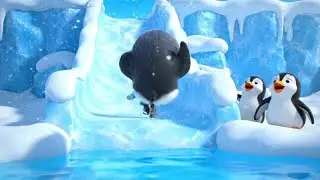Oops! Baby Penguin Slipped on the Ice Slide | Nursery Rhymes for Kids & Baby Songs