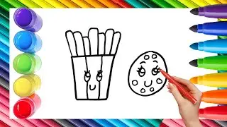 How To Draw cute French fries & Donut Drawing,Painting & Coloring For Kids and Toddlers_ Child Art🌈🎨