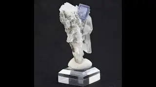 CFL0002 Very aesthetic Chinese fluorite with stunning blue phantom on quartz with calcite.