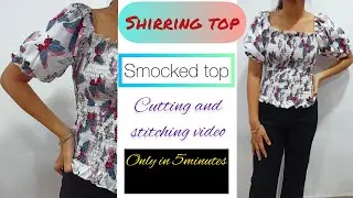 Shirred top with 1.5 meter crepe /smocking top/top with puff sleeves/short top with jeans