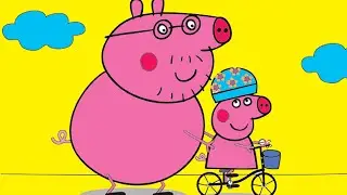 Peppa Pig Bike ride coloring pages, Peppa coloring Book