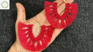 Macrame earrings for beginners step by step | Easy macrame tutorial | Boho earrings | DIY
