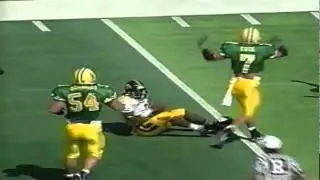 Oregon safety Chad Cota tackles Iowa RB Sedrick Shaw for a loss 9-24-94