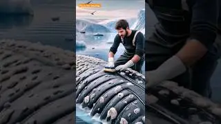 An young sea wolf cleans a whale of barnacles #animals #sealife #barnacles