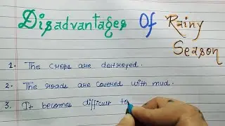 Disadvantages of Rainy Season|Monsoon Season