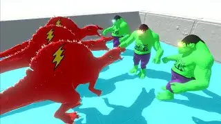 Dinosaurs Spinosaurus Flash VS Hulk Goro || Animal revolt battle simulator
