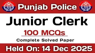 Punjab Police Junior Clerk Paper | 100 MCQs | Complete Solved Paper | PPSC Junior Clerk Solved Paper