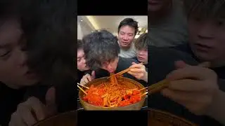 4 Bros vs Spicy Bowls of HOT Noodles 🌶🍜 | Extreme Mukbang Challenge #mukbang #delicious #food #asmr