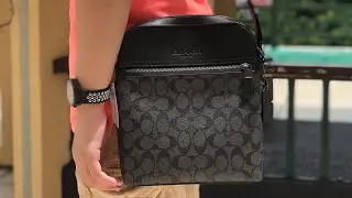 Coach Men&rsquo;s Houston flight bag charcoal black