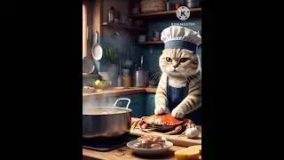 Cat 😺 is cooking 🔪 🦀 crabs 🍽️🤤#shorts #trending #viralshorts #cat #funny #kitten #music #edit #pets