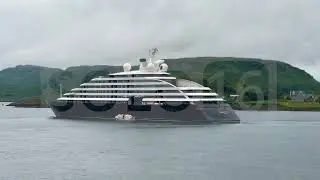 Scenic Eclipse Discovery Yacht Moored in Oban Harbour, Scotland (4K) - solo16