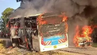 Bad accident at Mudete  Morden Coast burst into flames burning two other cars Vihiga county