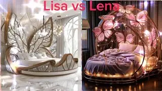 LISA VS LENA 💖 | FAIRY LUXURY BEDROOM VS BUTTERFLY DREAM BED 🦋 | AI ROOM DESIGN