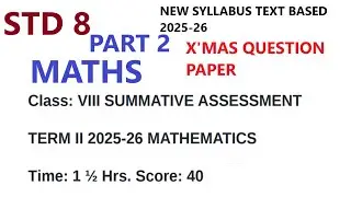 STD 8 MATHS MID TERM QUESTION PAPER NEW TEXT BASED 2025-26