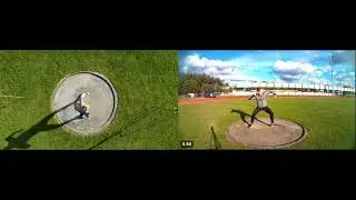 Videoanalyse Kugelsto&szlig;en mit Drohne (Split Screen)