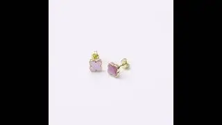 Gold Plated Pink Mother of Pearl Gemstone Clover Earrings