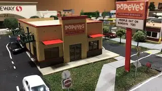 Custom HO Scale Buildings!!! Model Train Popeyes, Five Guys, and more!!!