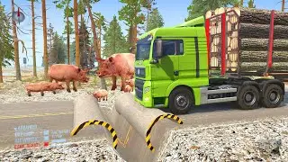 Truck Vs Extreme Broken Road with Speed Bumps | Spintires: Mudrunner Mod Ep111