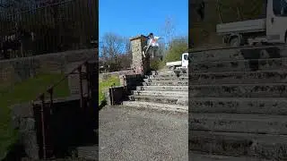This stair gap is CRAZY!!! #parkour #stunt #stuntvideo #parkourlife