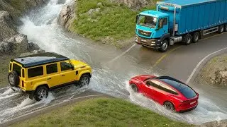 Cars vs Fast Flowing River in BeamNG Drive