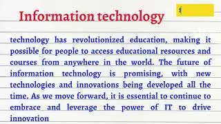 Essay on Information technology in english | write information technology essay in english |