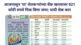 Crop Insurance Relief! ₹ 921 Crore Deposited in Farmers' Accounts | PMFBY Claim Status