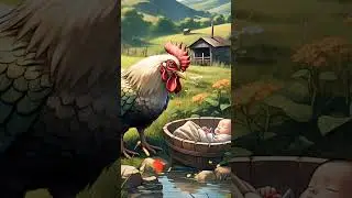 A brave rooster saves a baby from danger