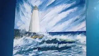How to draw Lighthouse painting, drawing and scenery/easy light house painting..