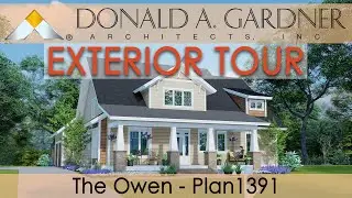 Rustic bungalow house plan with a two-story floor plan and four bedrooms | The Owen
