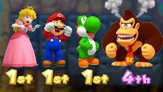 Mario Party 10 Minigames Battle - Peach VS Mario VS Yoshi VS Donkey Kong (Hardest Difficulty)