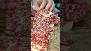 Amazing slice the beef A5 #cactusfoodies #shorts #porkmeat #beef