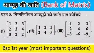 आव्यूह की जाति। Rank of matrix। Bsc 1St year maths rank of matrix । AV_AnkitStudy