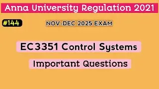 EC3351 - Control Systems Important Questions 2025 | Anna University Regulation 2021 | #144